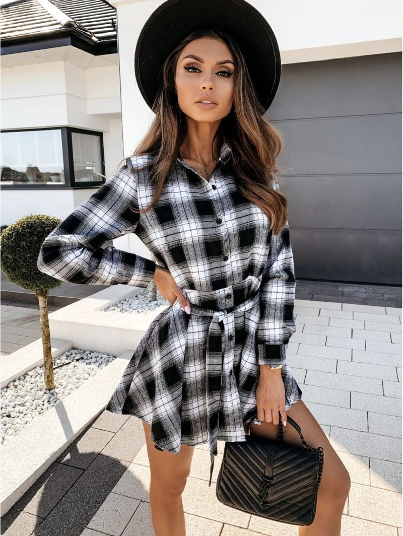 Long Sleeve Sexy Printed Shirt Dress Women - Image 2