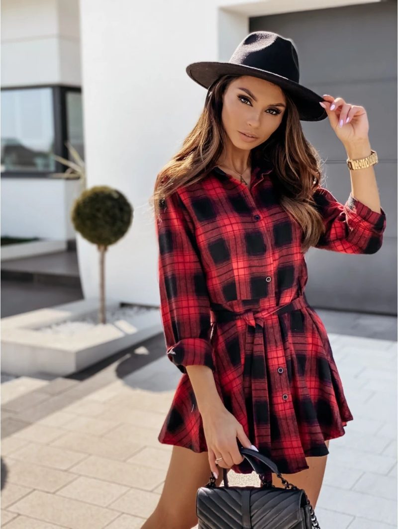 Long Sleeve Sexy Printed Shirt Dress Women - Image 3