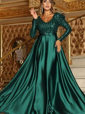 V-Neck Trailing Cocktail Swing Evening Dress