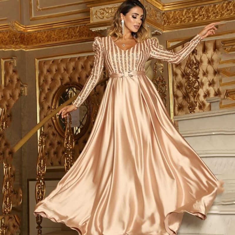 V-Neck Trailing Cocktail Swing Evening Dress - Image 2