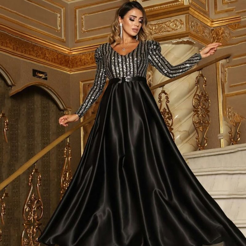 V-Neck Trailing Cocktail Swing Evening Dress - Image 3