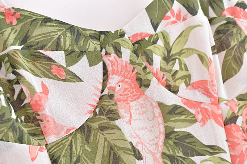 Slim Fit Printed Lace-Up Bow Strap Dress - Image 4