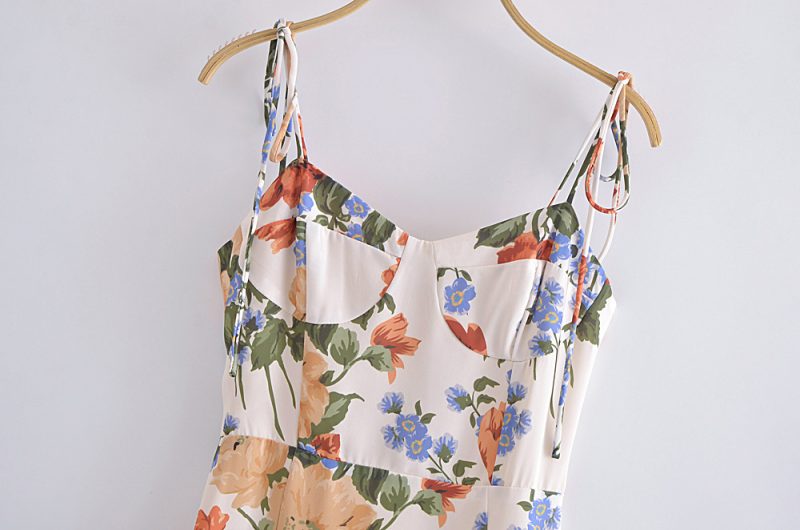 Floral High Waist Spring Dress with Split Hem - Image 3