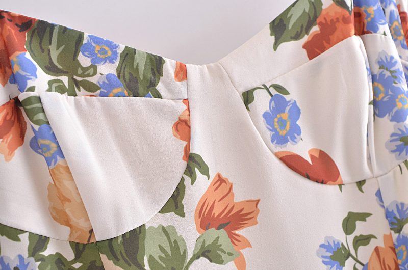 Floral High Waist Spring Dress with Split Hem - Image 4