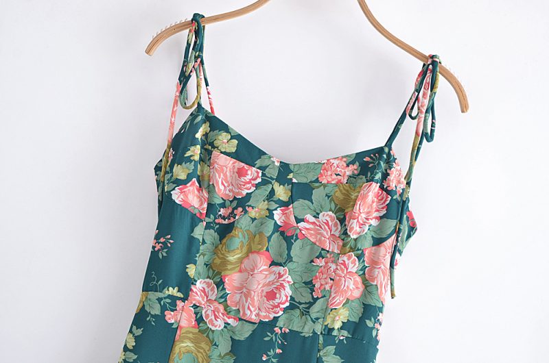 Floral Print High Waist Spring Strap Dress - Image 3