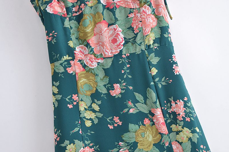 Floral Print High Waist Spring Strap Dress - Image 4