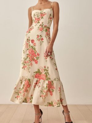 Floral Slimming Waist Slip Dress for Summer