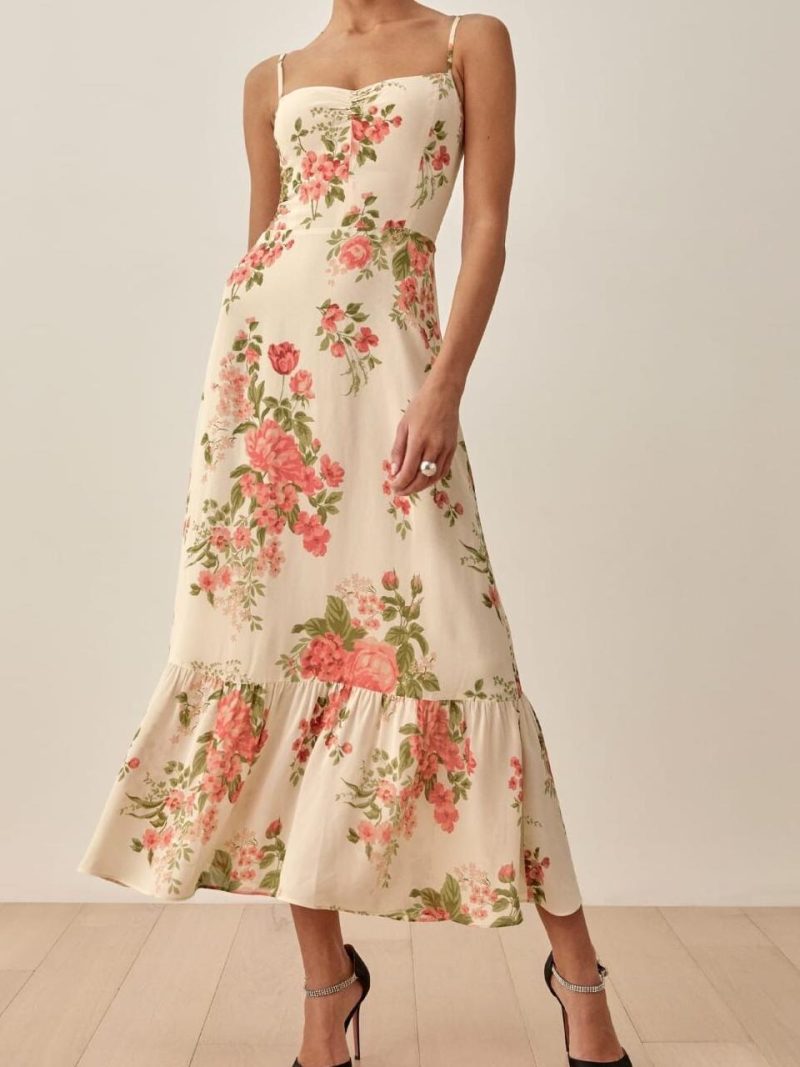 Floral Slimming Waist Slip Dress for Summer