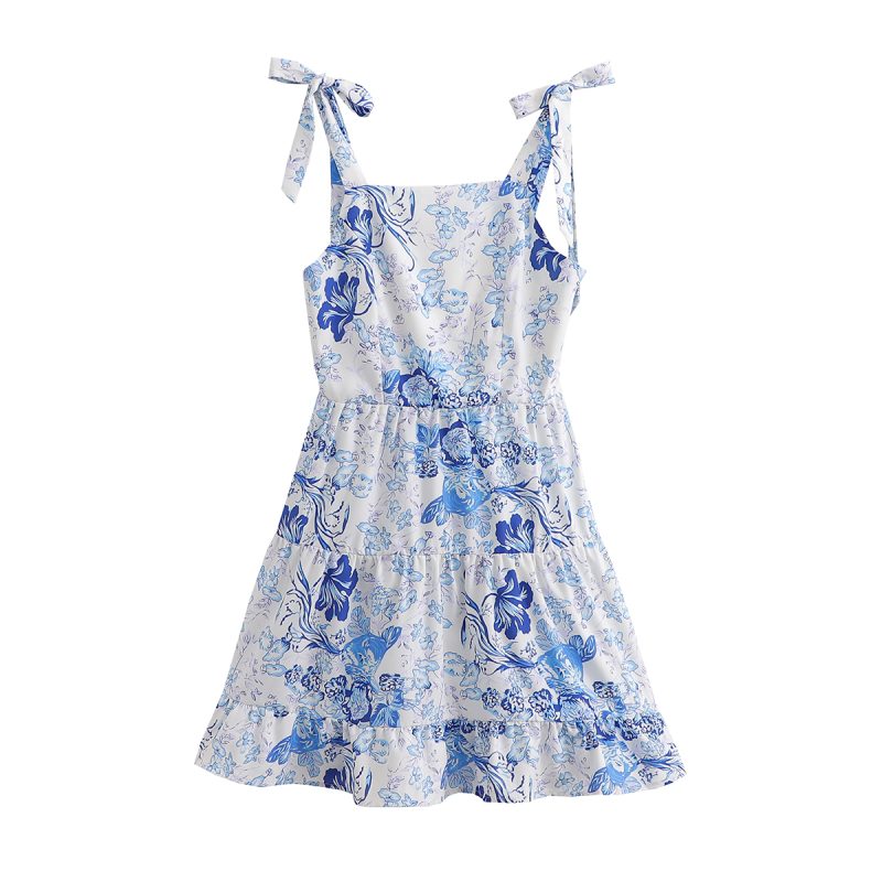 Elegant High Waist Tiered Tie-Strap Dress - Image 4