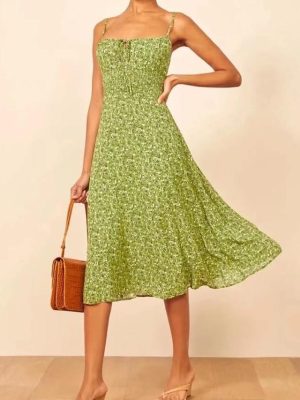 Lace-Up Floral Sundress with Waist Flattering Fit