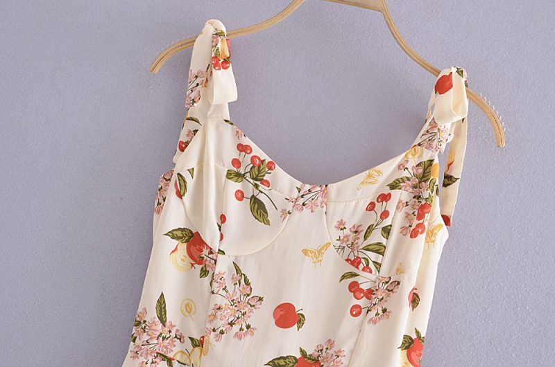 Printed Off Neck High Waist Sling Dress - Image 3