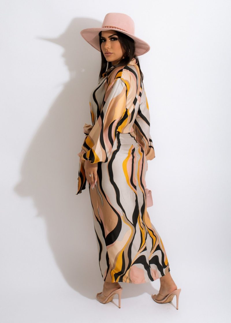 Waist Defined Printed Dress – Women’s Autumn - Image 4
