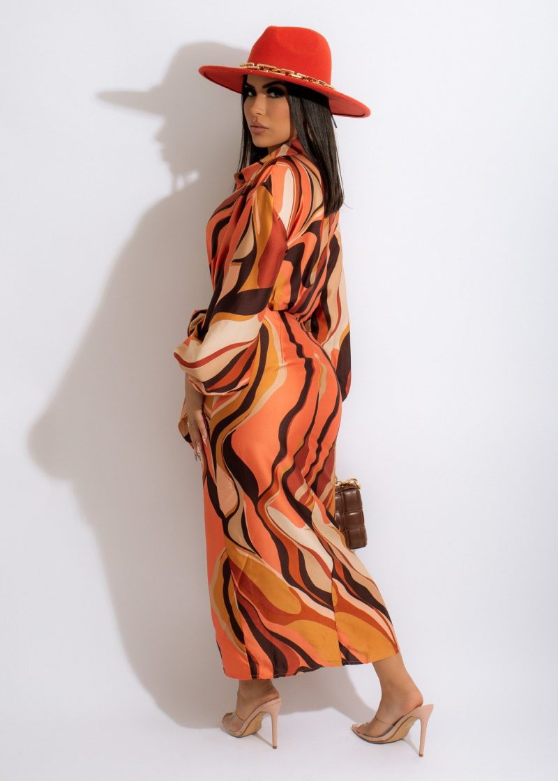 Waist Defined Printed Dress – Women’s Autumn - Image 2