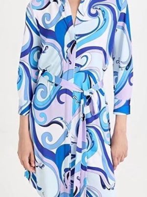 Collared Printed Belted Summer Shirt Dress Women