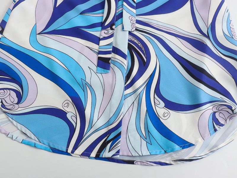 Collared Printed Belted Summer Shirt Dress Women - Image 2