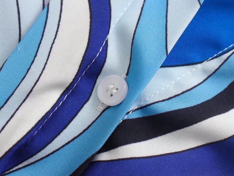 Collared Printed Belted Summer Shirt Dress Women - Image 3