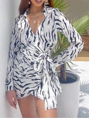 Fashion Irregular Print Loose Fit Wrap Dress