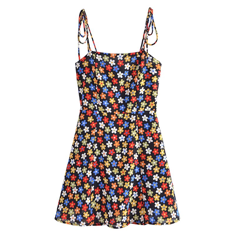 Retro Floral Tie-Back Suspender Summer Dress - Image 2
