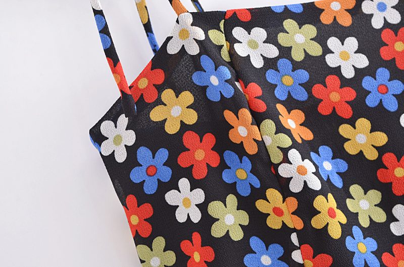Retro Floral Tie-Back Suspender Summer Dress - Image 4