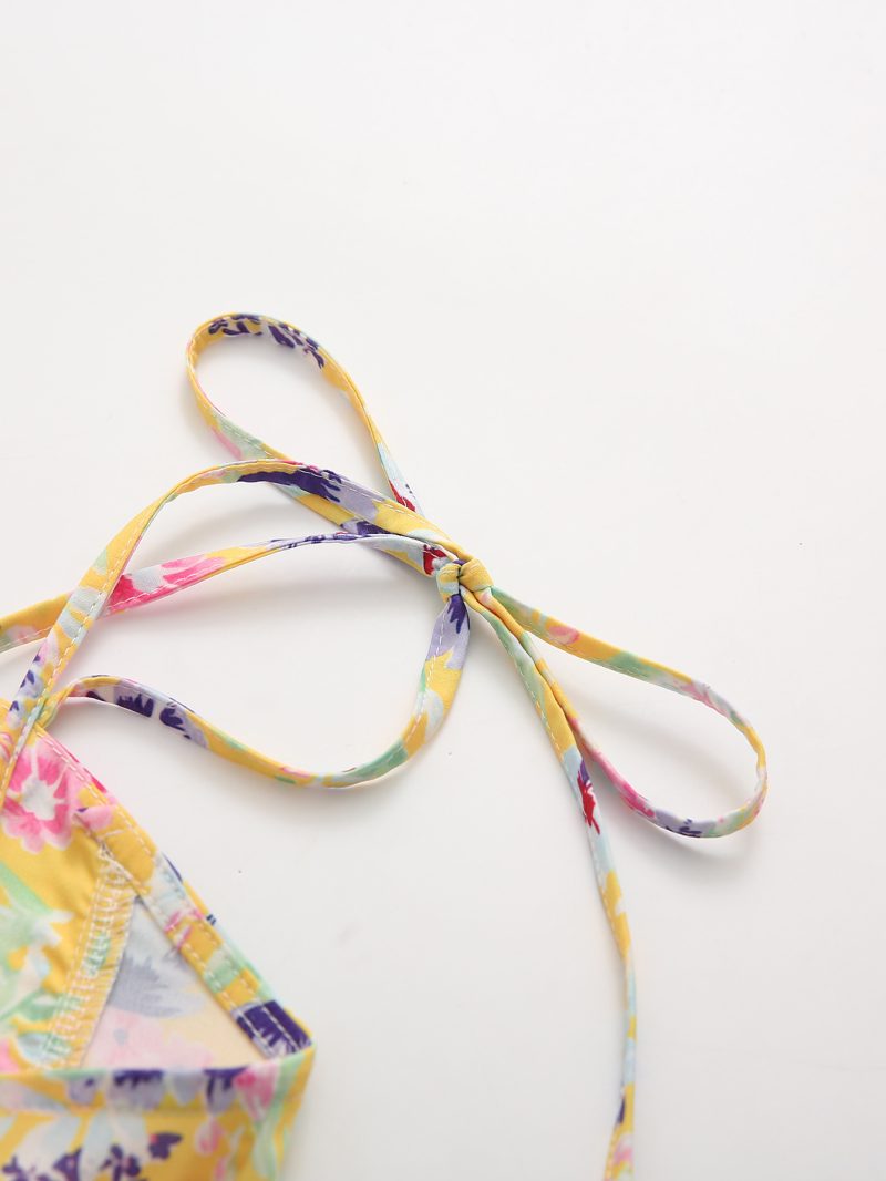 Summer Waist Slimming Floral Strap Hem Dress - Image 2
