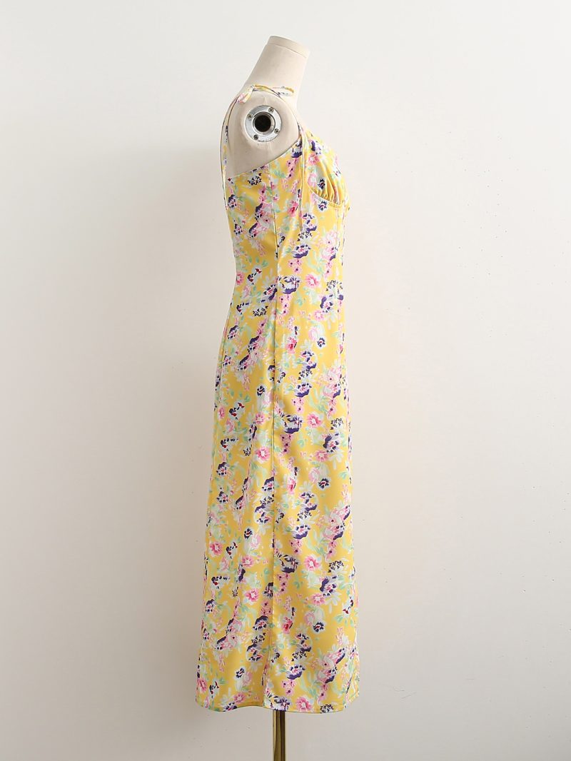 Summer Waist Slimming Floral Strap Hem Dress - Image 3