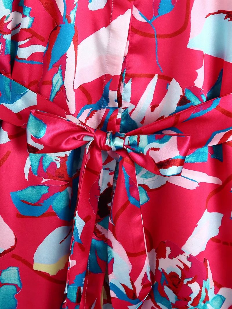 Summer Floral Printed Mid-Length Shirt Dress Women - Image 3