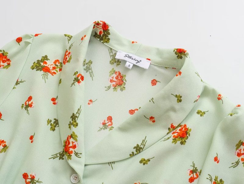 Elegant Pastoral Print Collared Midi Dress Women - Image 3