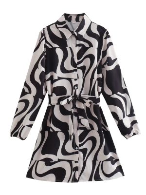 Collared Shirt Dress for Spring Summer Women