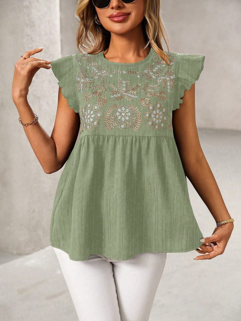 Casual Embroidered Short Sleeve Women’s Top - Image 4