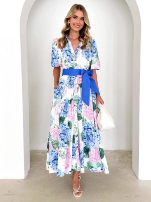 Bohemian Print Belted Spring Summer Dress