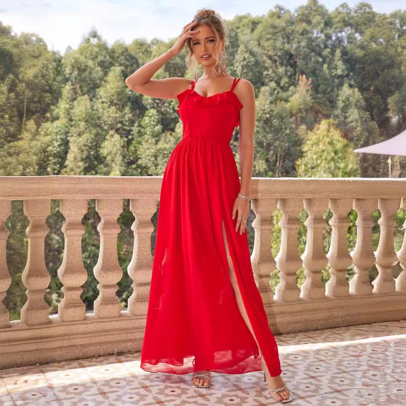 Solid Color Sleeveless Evening Maxi Dress - Image 2