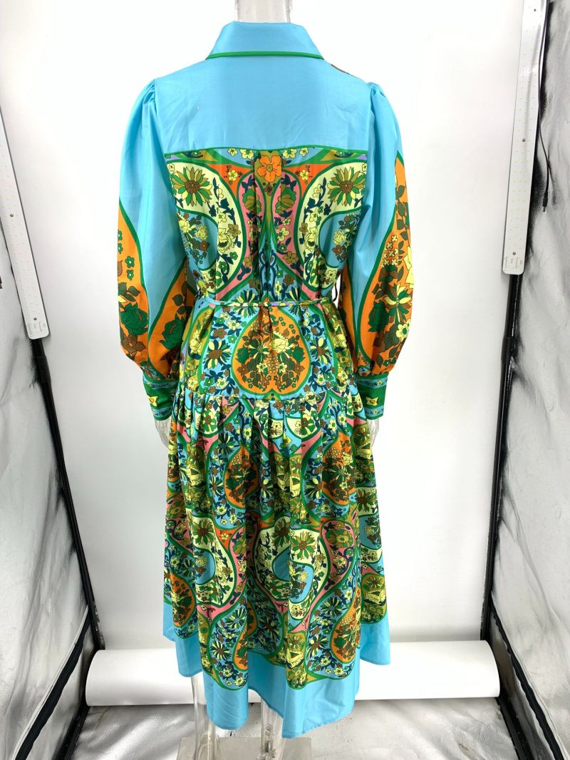 Large Swing Collared Printed Cardigan Dress Women - Image 4