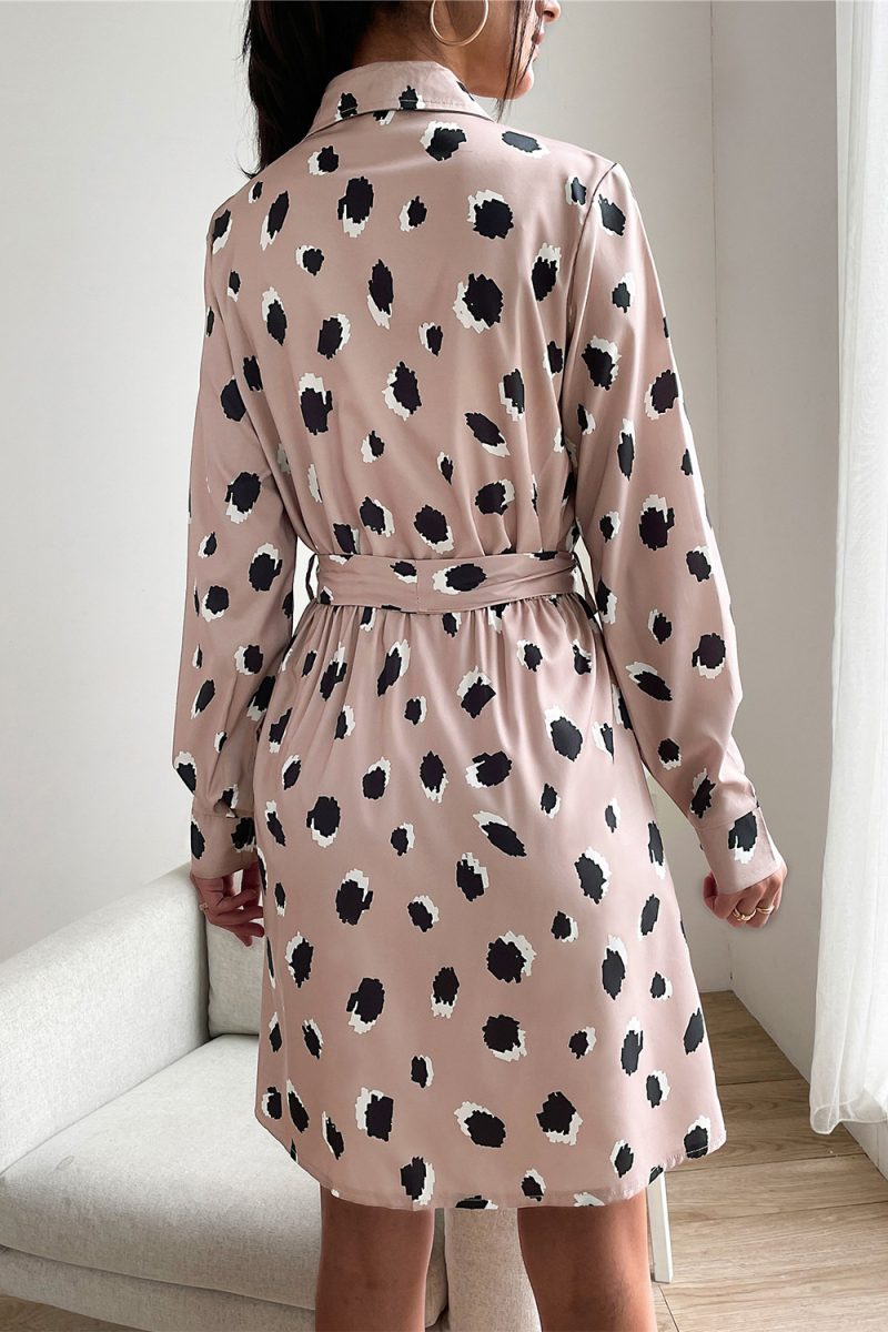 Women’s Autumn Button Front Pocket Shirt Dress - Image 4