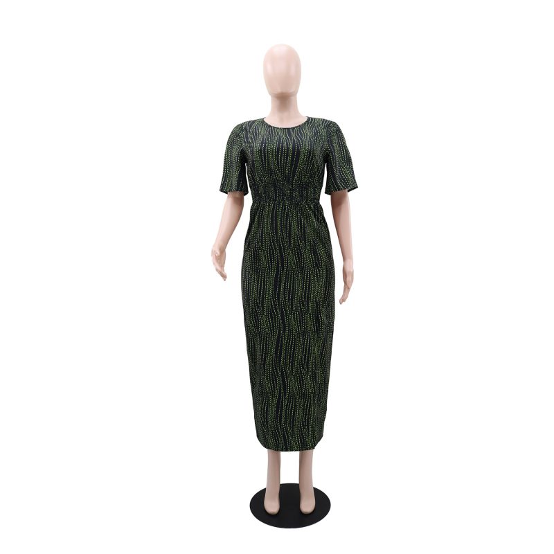 Vacation Printed Split Dress with Cinched Waist - Image 3