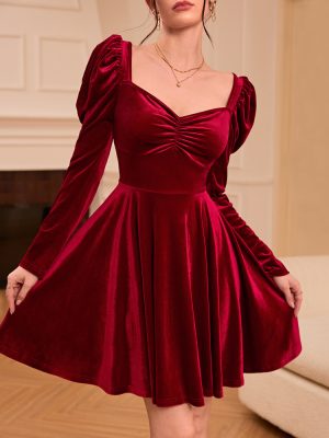 Elegant Korean Style Velvet Dress for Women