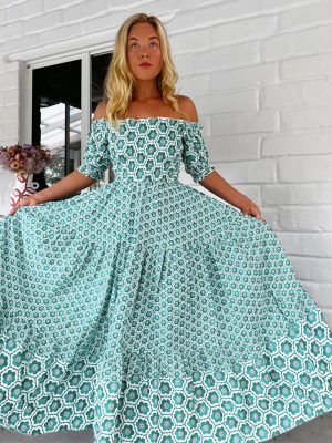 Printed Puff Sleeve Large Swing Dress Women
