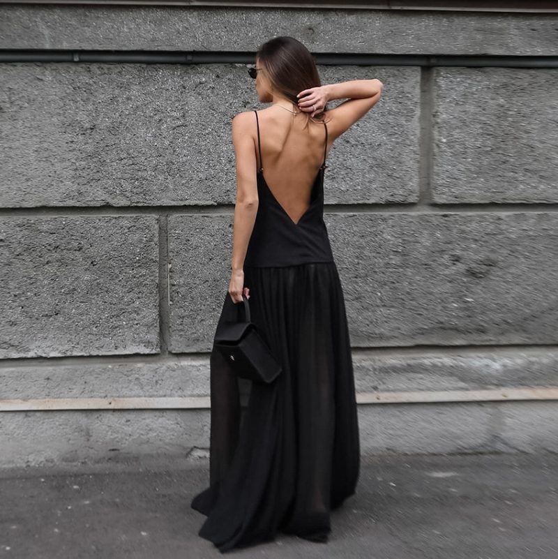 Elegant V Neck Slim Fit Evening Dress - Image 3