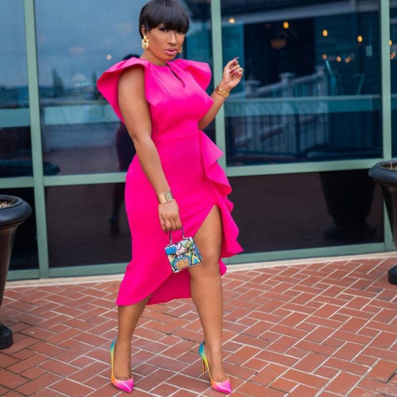 Plus Size Asymmetric Slit Banquet Dress - Image 4