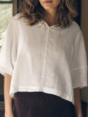 Lightweight French Linen V-Neck Top Women