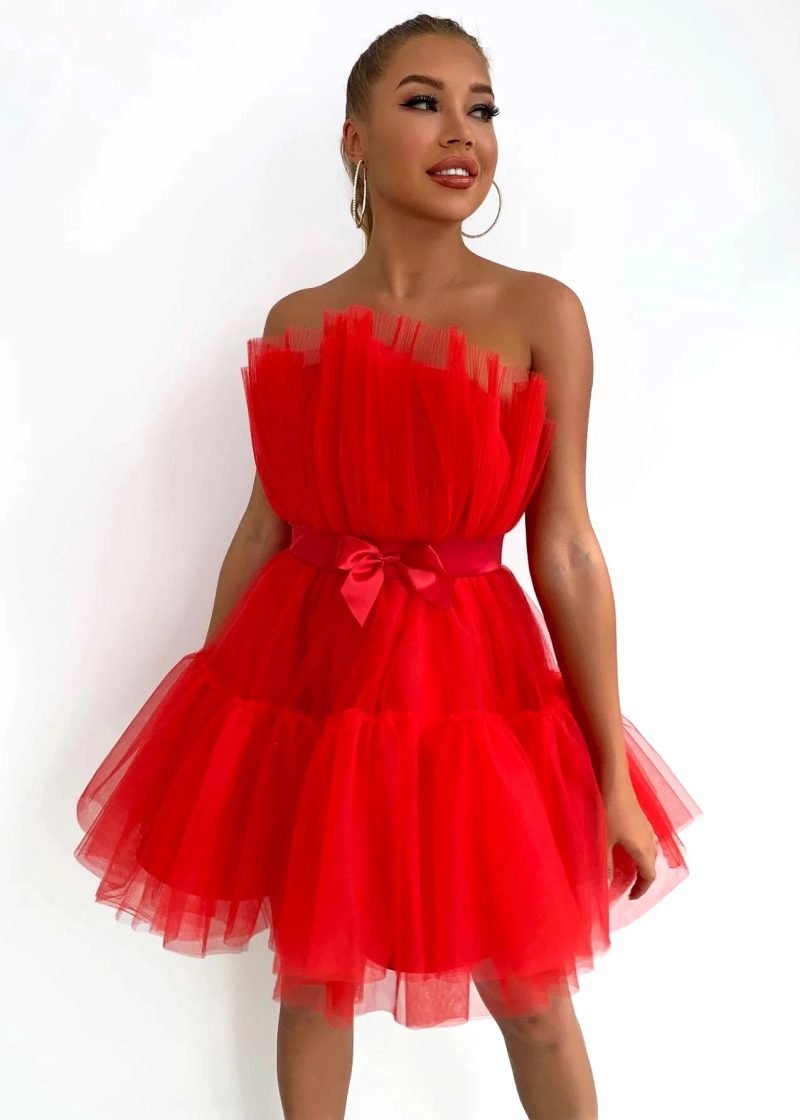 Delicate Mesh Bow Dress for Special Occasions - Image 3