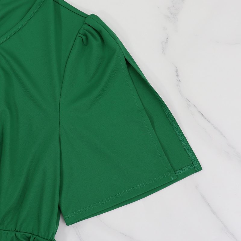 Elegant Slim Fit Green Tether Sleeve Dress - Image 4