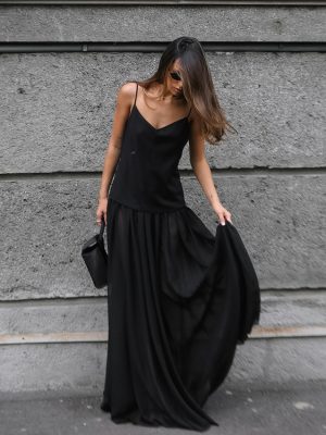 Elegant V Neck Slim Fit Evening Dress