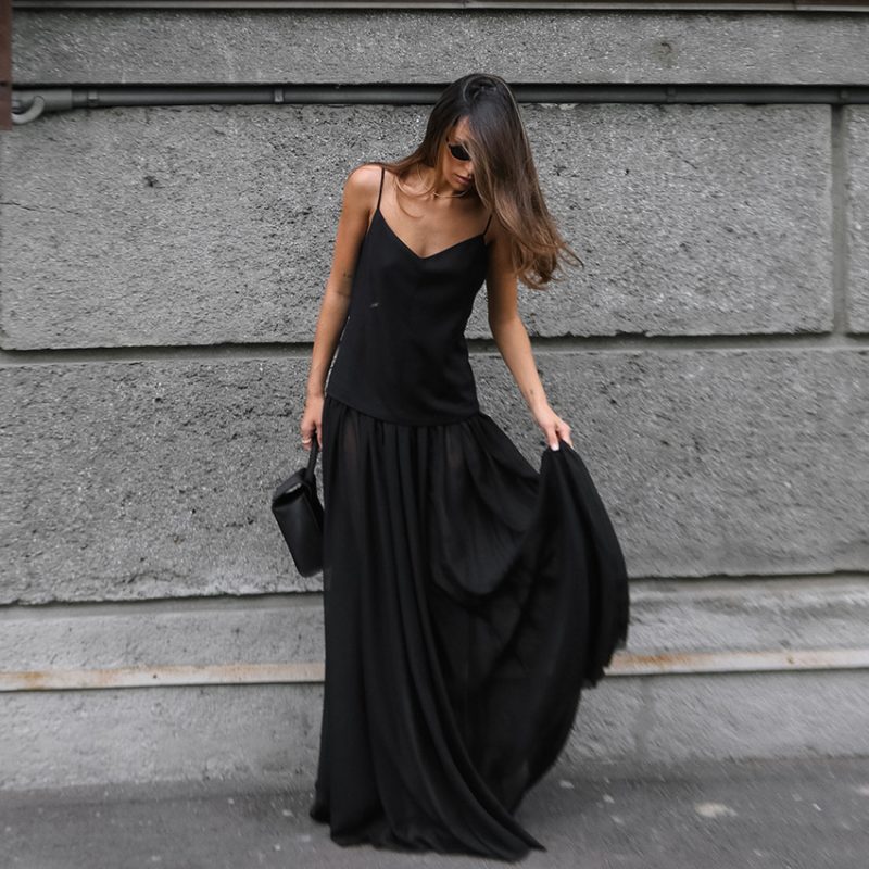 Elegant V Neck Slim Fit Evening Dress