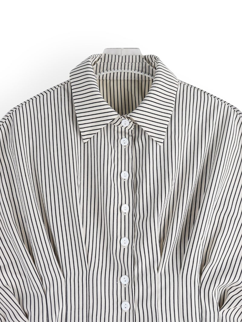 All-Matching Slim Fit Striped Pleated Top - Image 2
