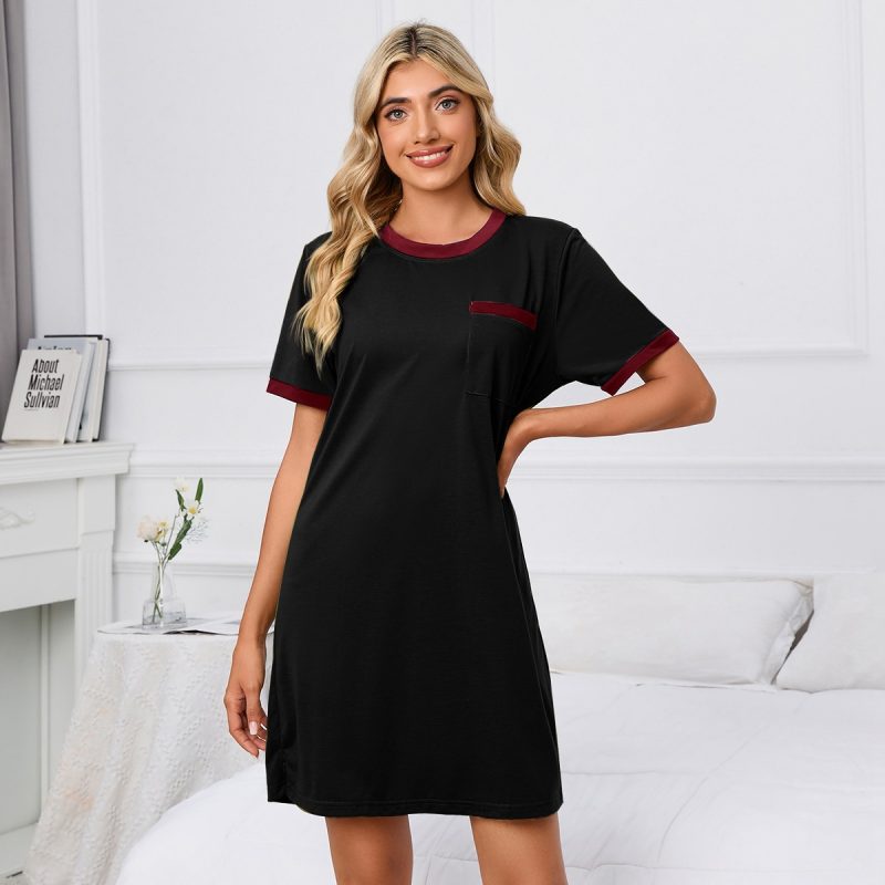Cozy Loose Fit Round Neck Sleep Dress - Image 2