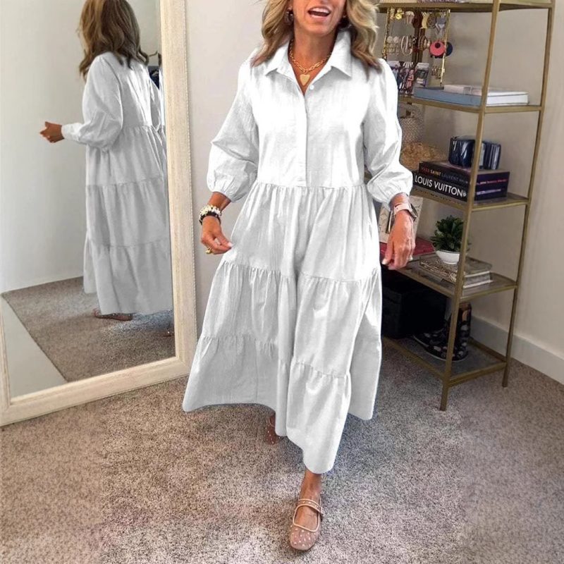 Women’s Polo Collar Shirt Dress for Winter - Image 4