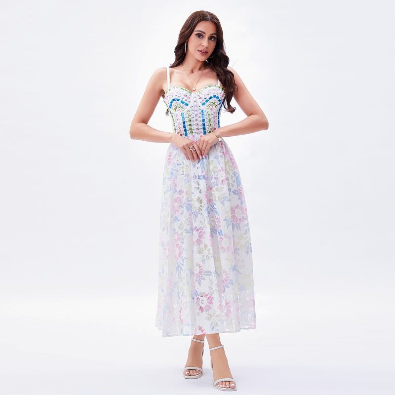 Three-Dimensional Floral Corset Dress Romantic Evening Gown - Image 3