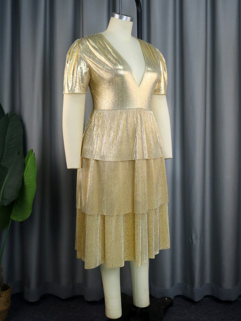 Women’s Tiered V Neck Casual Dress - Image 2