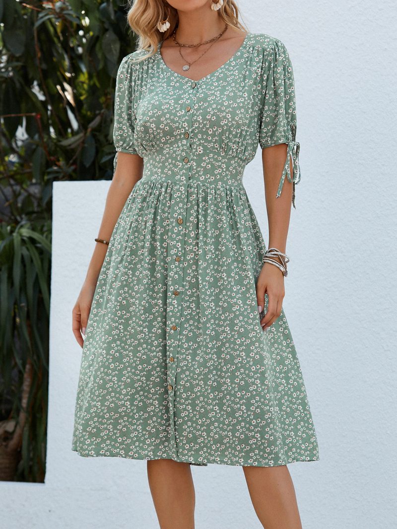 Women’s Single-Breasted Floral Summer Dress - Image 3