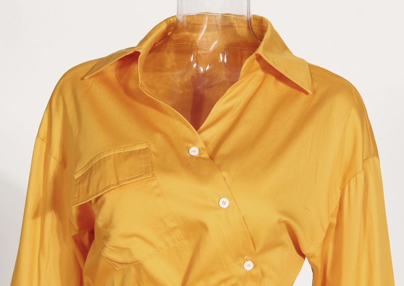 Women’s Mid Length Asymmetric Shirt Dress Spring - Image 3